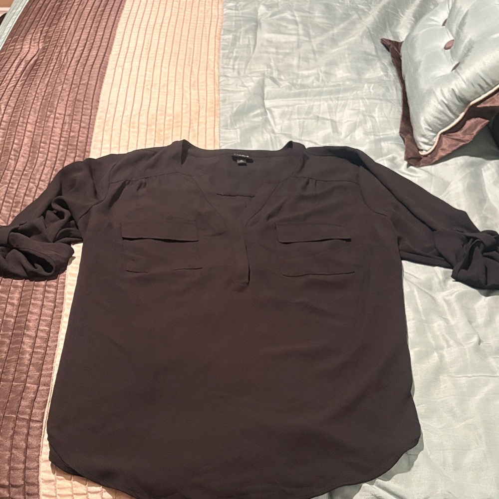 Torrid Black Blouse with Rolled Sleeves
